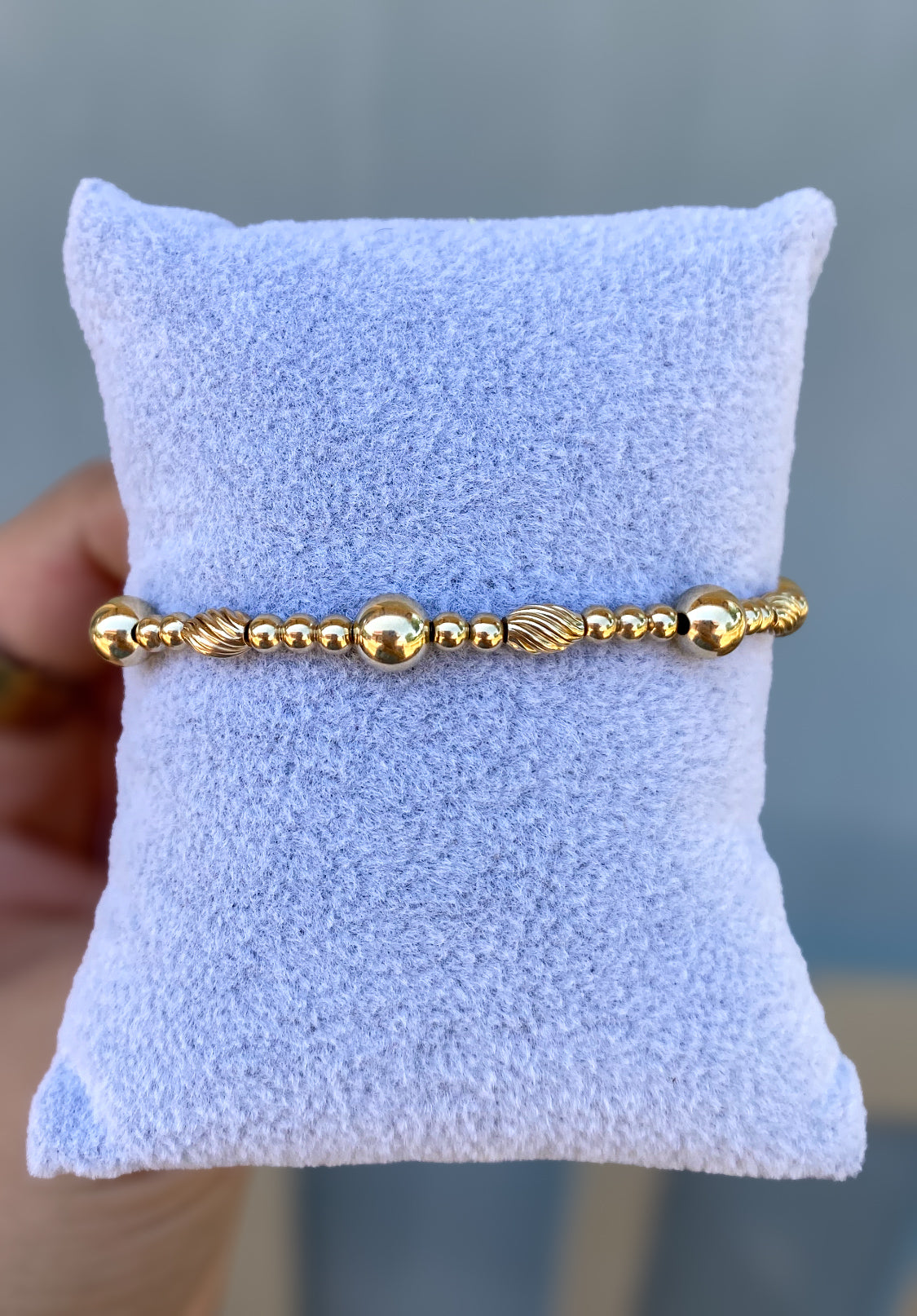 14k gold filled beaded stretch bracelet, stackable gold bead bracelet,waterproof gold filled bead jewelry