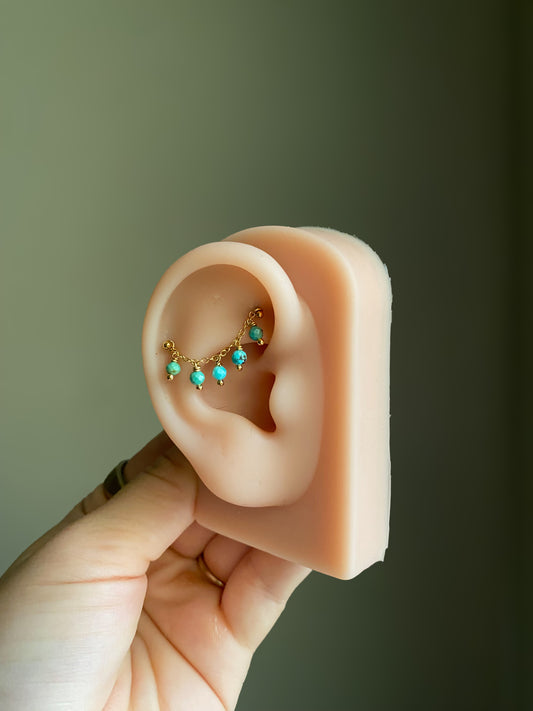 Genuine Turquoise Ear chain | Genuine Turquoise Ear Chain – 14k Gold Filled