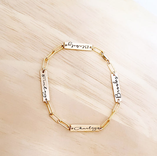 Custom Name Bracelet, Paperclip Name Bracelet, 14kt gold filled name bracelet, Personalized Jewelry