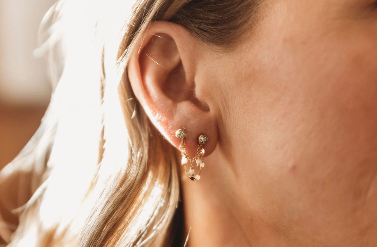 Opal & Gold/Silver Double Ear Chain (Sold as Single)