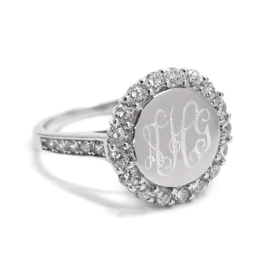 Monogramed CZ Ring