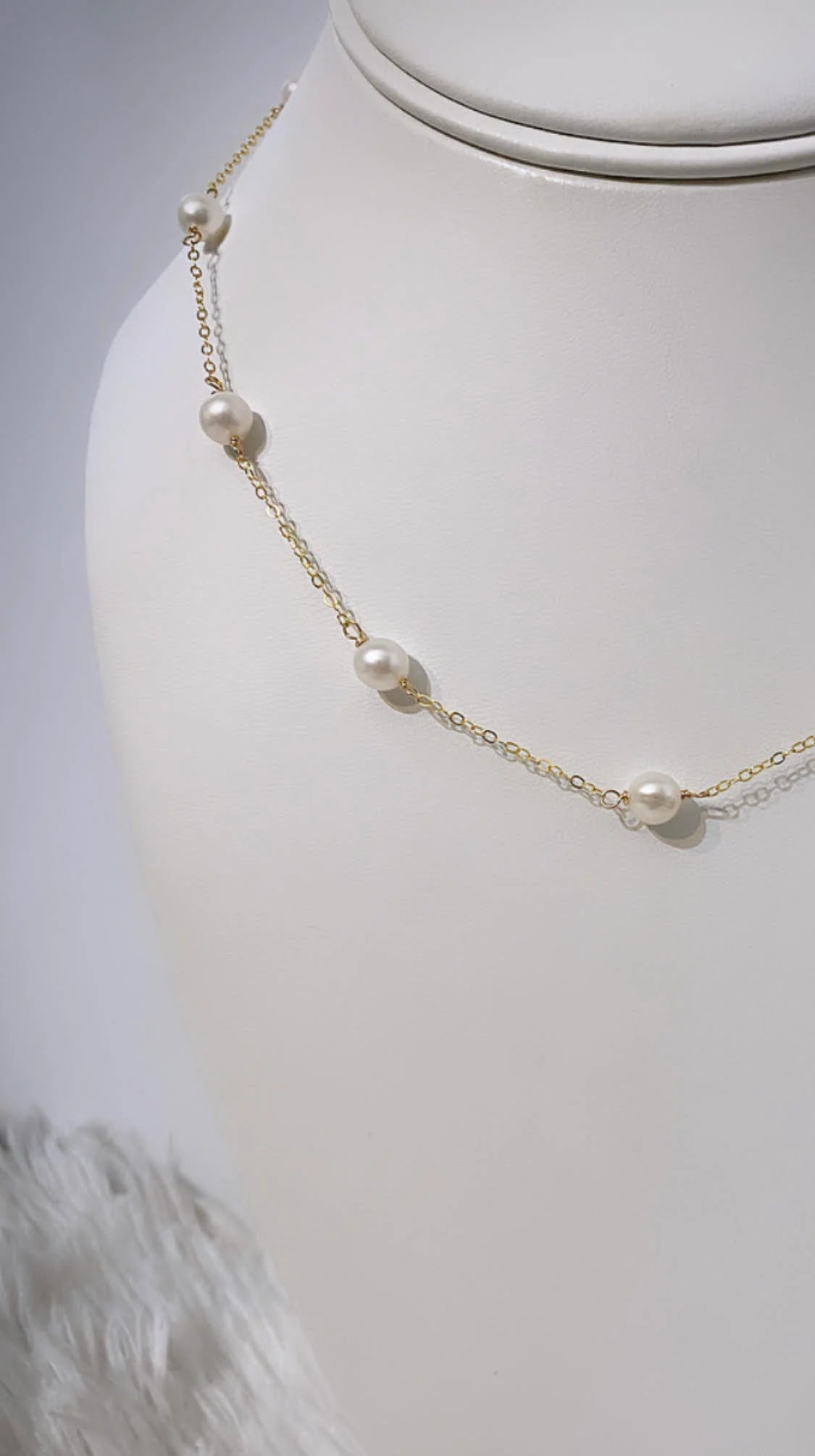 16" Gold Filled Pearl Station Necklace